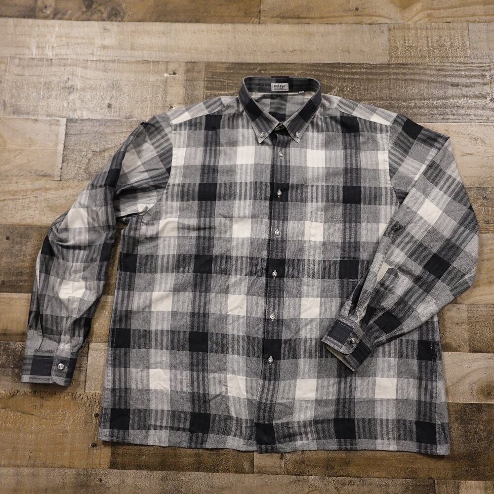 Mirto button down plaid sport shirt‎ men's XXL gray